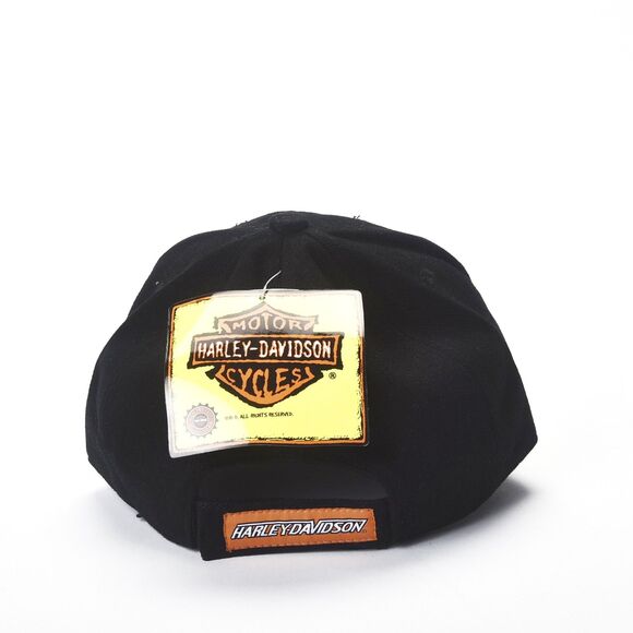 Harley Davidson Cycles Eagle Black Embroidered Baseball Cap Adjustable Back NWT - Picture 3 of 3